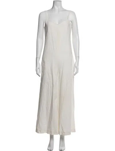 Pre-owned Y's V-neck Jumpsuit In White