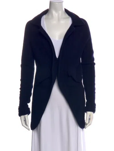 Pre-owned Y's Wool Open Front Sweater In Blue