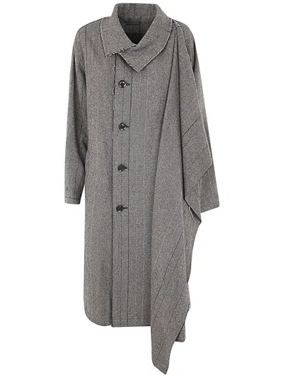 Y's Left Front Plush Coat In Gray