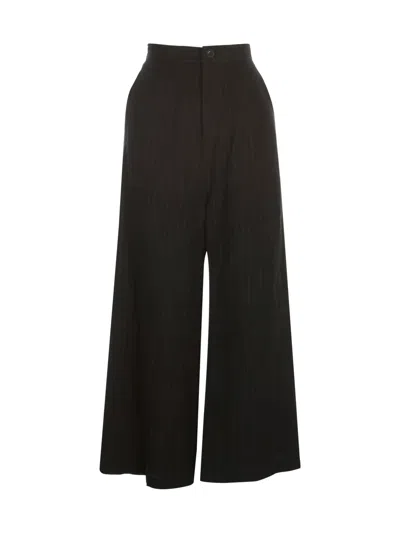 Y's O Straight Thick Pants Pinstripe In Black