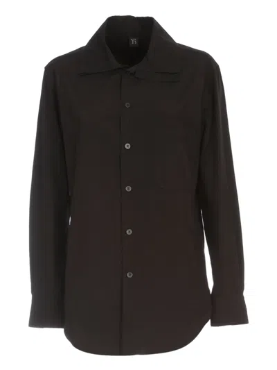 Y's U Layered Collar Shirt W/pocket In Black