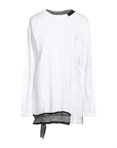 Y's Yohji Yamamoto Woman T-shirt White Size 2 Cotton, Acrylic, Rayon, Polyester