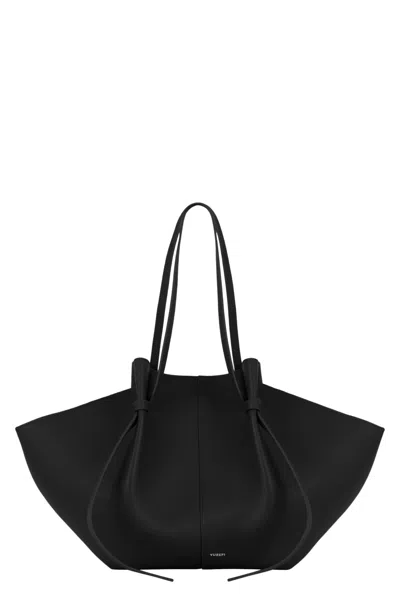 Yuzefi Black Large Mochi Sculptural Knot Handle Leather Tote Bag