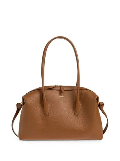 Yuzefi Hazel Brioche Duffle Leather Tote Bag In Brown