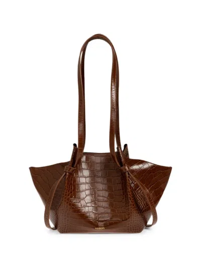 Yuzefi Mochi Croc-effect Leather Tote Bag In Brown