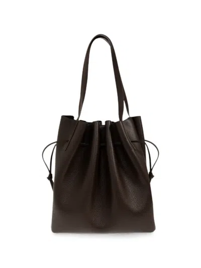 Yuzefi Scallop Pebble-grain Leather Tote Bag In Brown