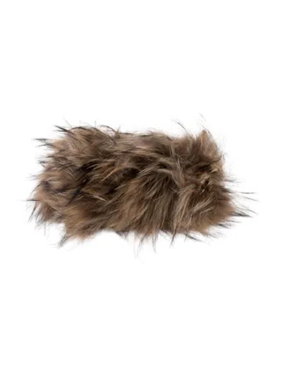 Pre-owned Yves Salomon Raccoon Fur Winter Headband In Neutrals