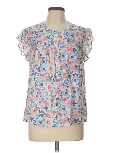 Pre-owned Zac & Rachel Short Sleeve Blouse In Blue
