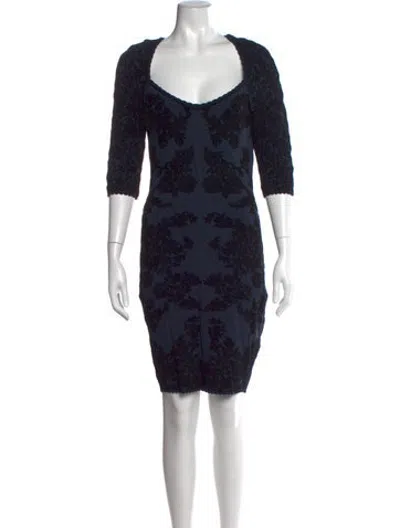 Pre-owned Zac Posen Patterned Mini Dress In Black/blue