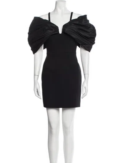 Pre-owned Zac Posen Plunge Neckline Mini Dress In Black