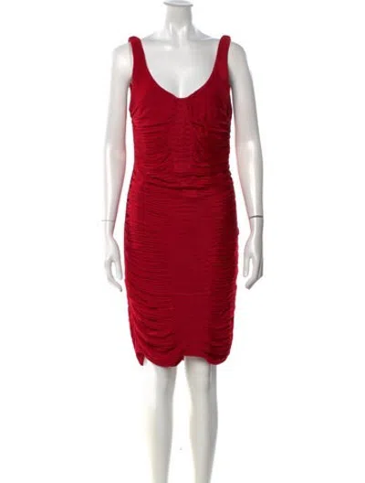 Pre-owned Zac Posen V-neck Mini Dress In Red