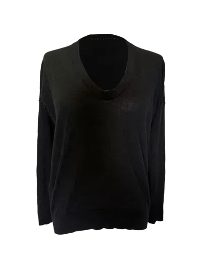 Pre-owned Zadig & Voltaire Preppy V-neck Sweater In Black
