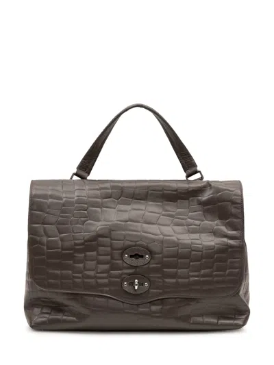 Zanellato Postman Scarf-inspired Shoulder Bag In Brown