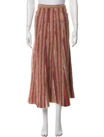 Pre-owned Zankov Striped Long Skirt In Red