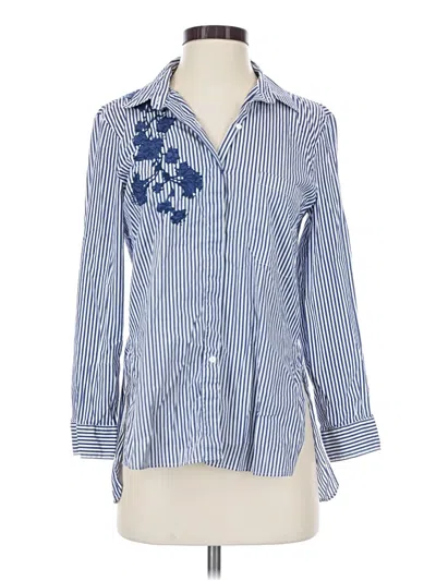 Pre-owned Zara 3/4 Sleeve Button Down Shirt In Blue