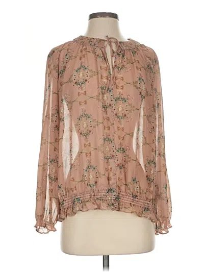 Pre-owned Zara Basic Long Sleeve Blouse In Brown