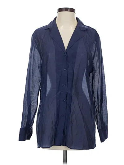 Pre-owned Zara Long Sleeve Polo Shirt In Blue