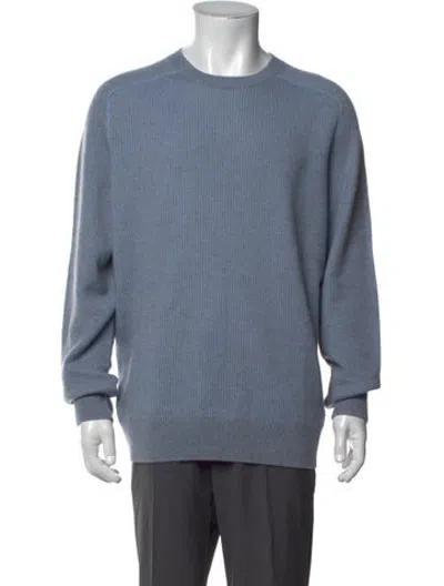 Pre-owned Zegna Cashmere Crew Neck Pullover In Blue