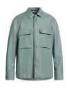 Zegna Man Shirt Turquoise Size L Linen In Blue