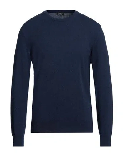 Zegna Man Sweater Navy Blue Size 40 Cashmere
