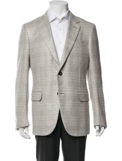 Pre-owned Zegna Plaid Print Blazer In Grey
