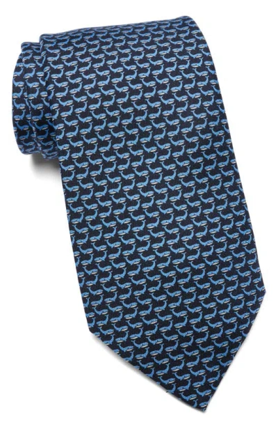 Zegna Ties Quadri Silk Whale Tie In Navy