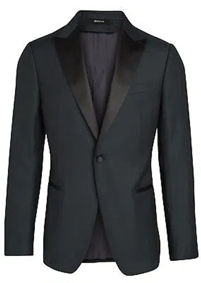 Pre-owned Zegna Z  Mens Peak Satin Lapel Wool Tuxedo Jacket 42r Green It 52 - $1345