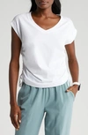 Zella Cinchy Cinched Side Pima Cotton T-shirt In White