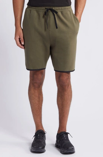 Zella Powertek Drawstring Shorts In Olive Night