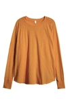 Zella Relaxed Long Sleeve Slub Jersey T-shirt In Coral Beads