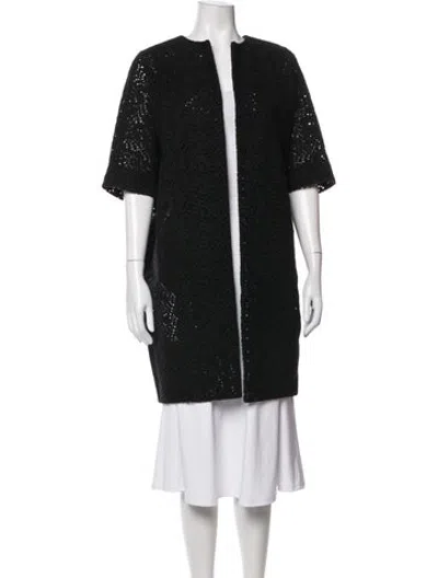 Pre-owned Zero + Maria Cornejo Lace Pattern Open Front Sweater In Black