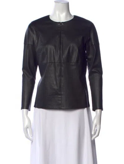 Pre-owned Zero + Maria Cornejo Lamb Leather Crew Neck Top In Black