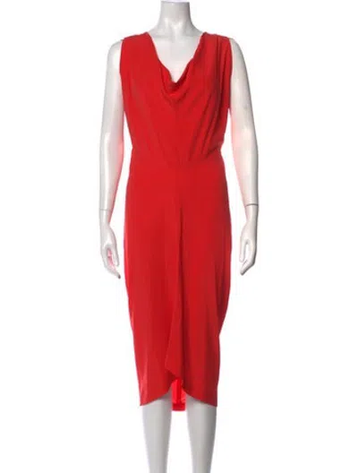 Pre-owned Zero + Maria Cornejo Silk Midi Length Dress In Red