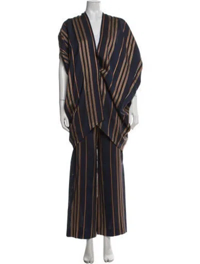 Pre-owned Zero + Maria Cornejo Striped Pant Set In Blue