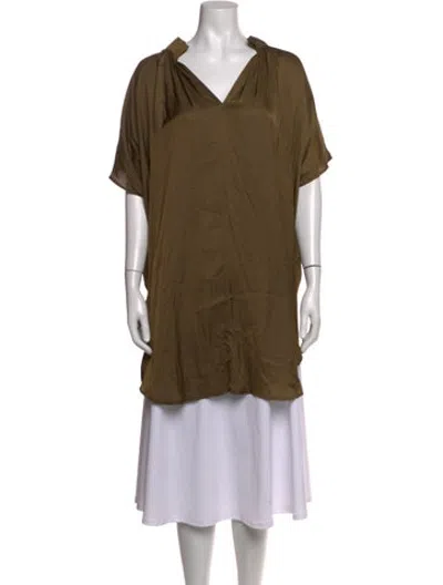 Pre-owned Zero + Maria Cornejo V-neck Short Sleeve Top In Green