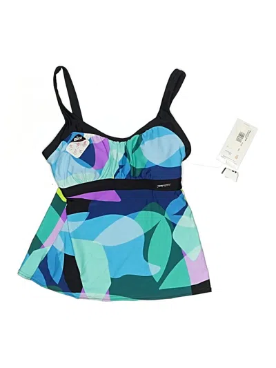 Pre-owned Zeroxposur Swimsuit Top Blue Graphic Pattern Swimwear