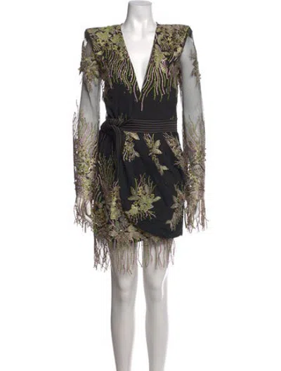 Pre-owned Zhivago Floral Print Mini Dress In Black