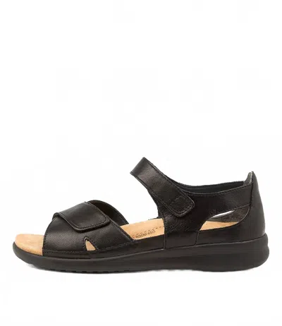 Ziera Women's Bronn Sandals - Wide In Black-black Sole Leather