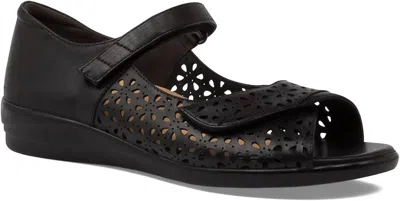 Ziera Women's Daffodil Sandals - Wide In Black Leather