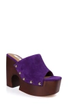 Zigi Atlas Platform Slide Sandal In Purple Suede