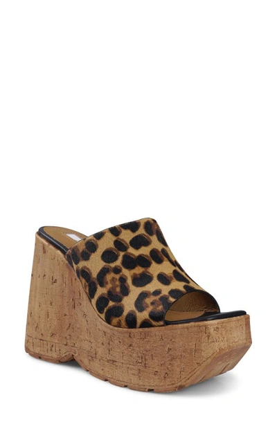 Zigi Zhamira Platform Wedge Sandal In Tan Leopard Print