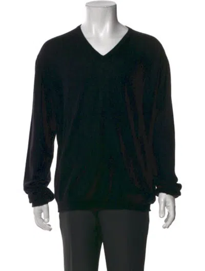 Pre-owned Zilli Cashmere V-neck Pullover In Black