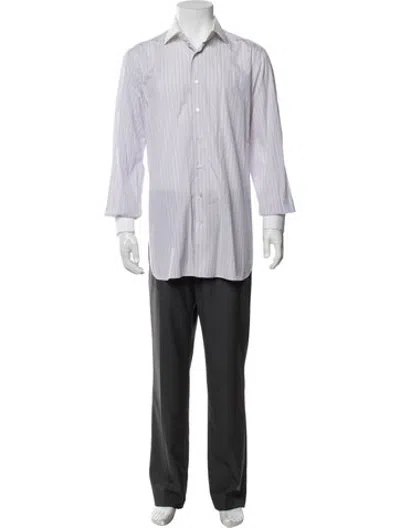 Pre-owned Zilli Striped Long Sleeve Dress Shirt In Blue