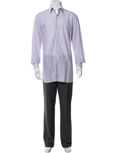 Pre-owned Zilli Striped Long Sleeve Dress Shirt In Purple