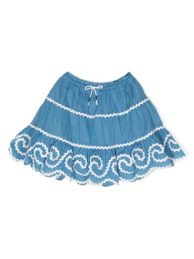 Zimmermann Babies' Alight Flip Drawstring Skirt In 蓝色