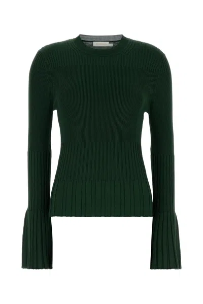 Zimmermann Bell Sleeve Rib Sweater In Green