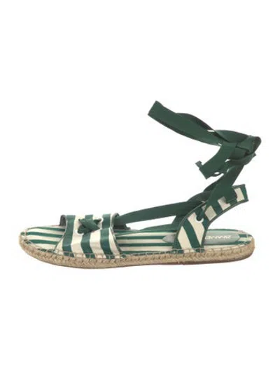 Pre-owned Zimmermann Canvas Striped Espadrilles In Green