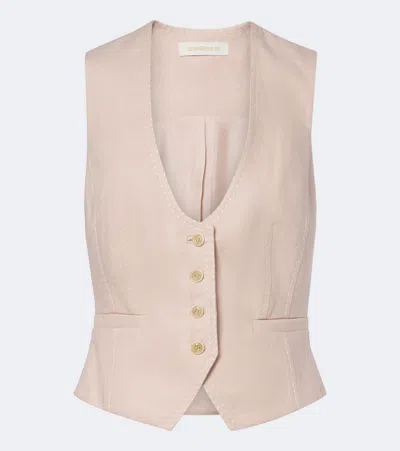 Zimmermann Clash Linen Vest In Animal Print