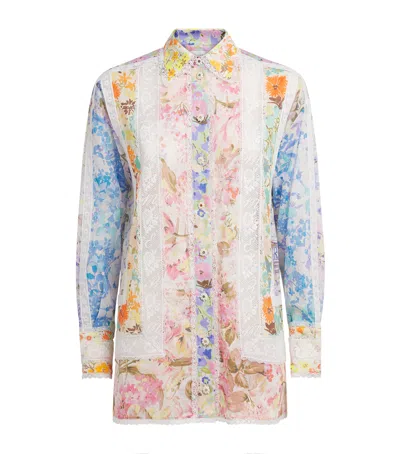Zimmermann Cotton-lace Floral Solstice Shirt In White