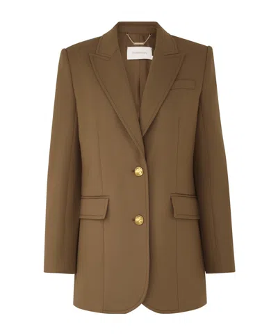 Zimmermann Crush Single Breasted Jacket In Brown